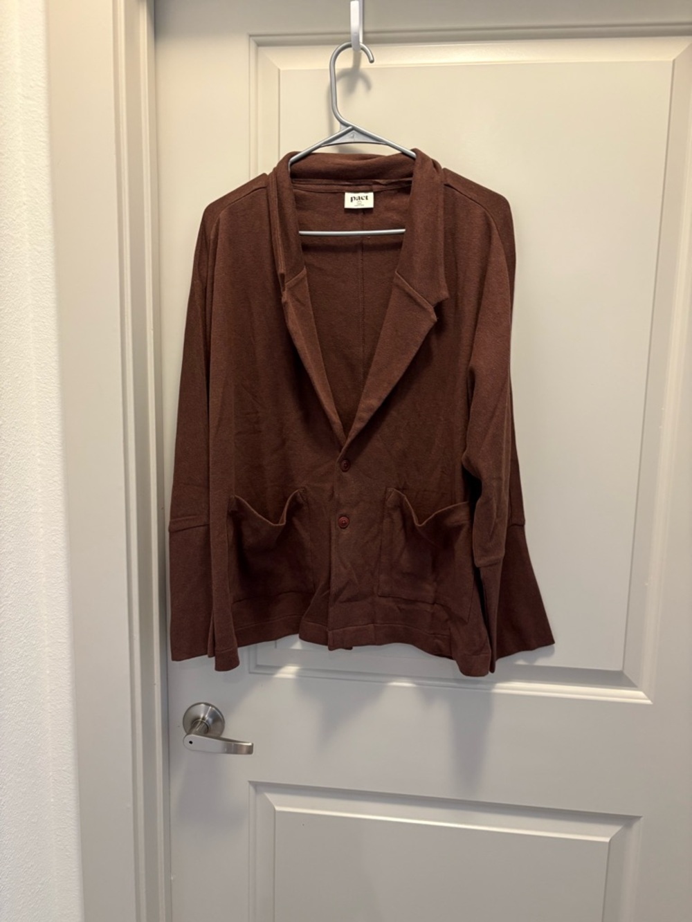 Pact Brown Relaxed Organic Cotton Blazer NWOT Size L
